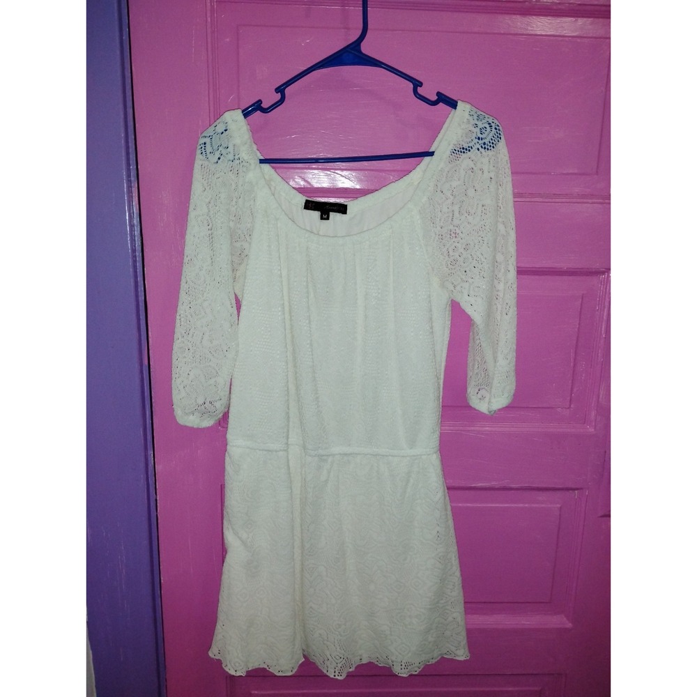 Boho Lace Off Shoulder Drop Waist Heart Soul Dress Medium